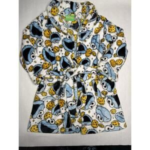 Sesame Street Cookie Monster Plush Robe 3T Fuzzy Hooded Bathrobe Soft Fleece